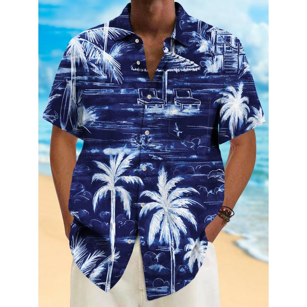 Summer Men's 3D Printed Floral Graphic Shirt Hawaiian Casual Shirts Button Up Shirts Short Sleeve Vacation Beach Wear No Pocket