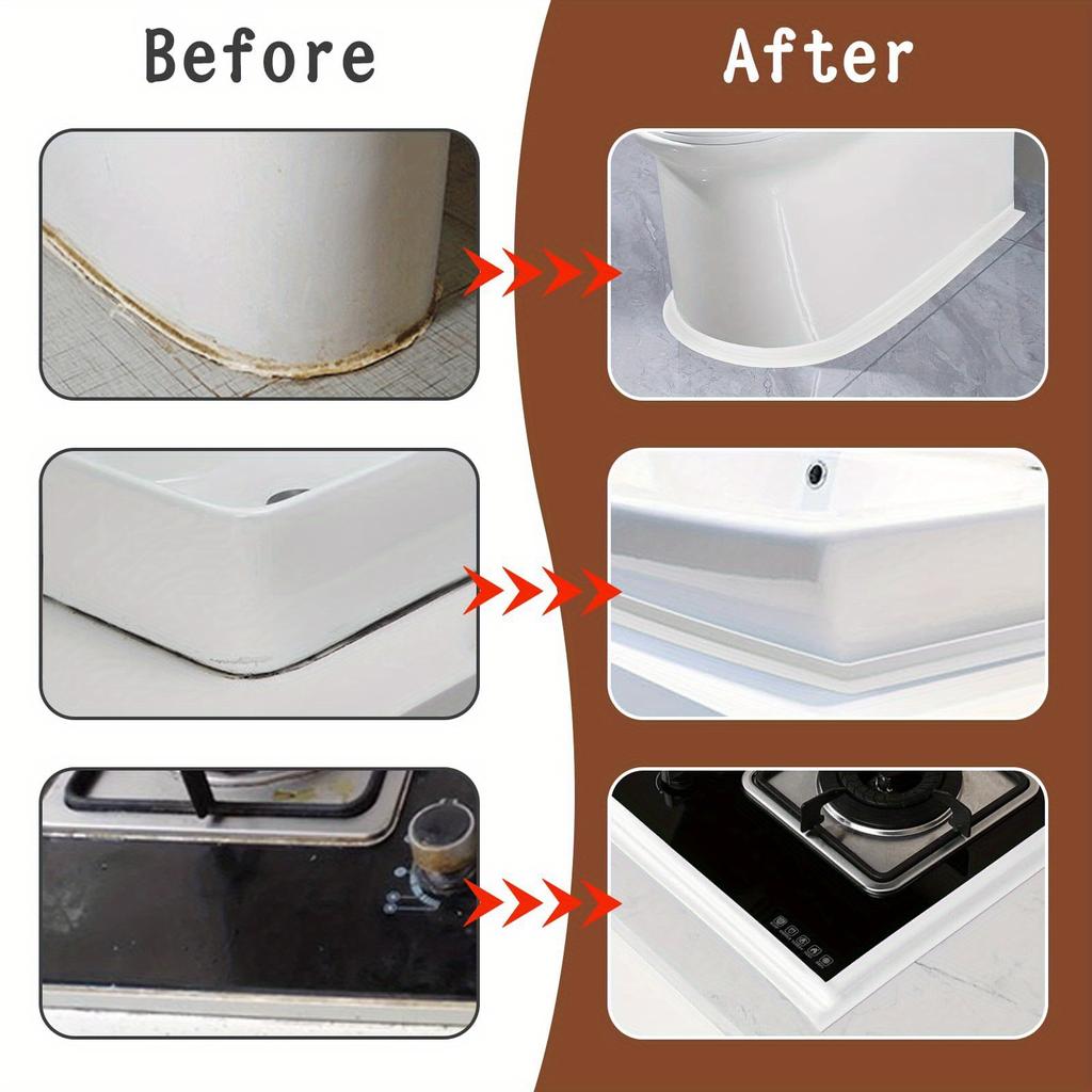 59in/2/4 Rolls Kitchen & Bathroom Waterproof Sealing Tape, Self-Adhesive Seam Strip for Instant Application, No Tools Needed, Peel and Stick