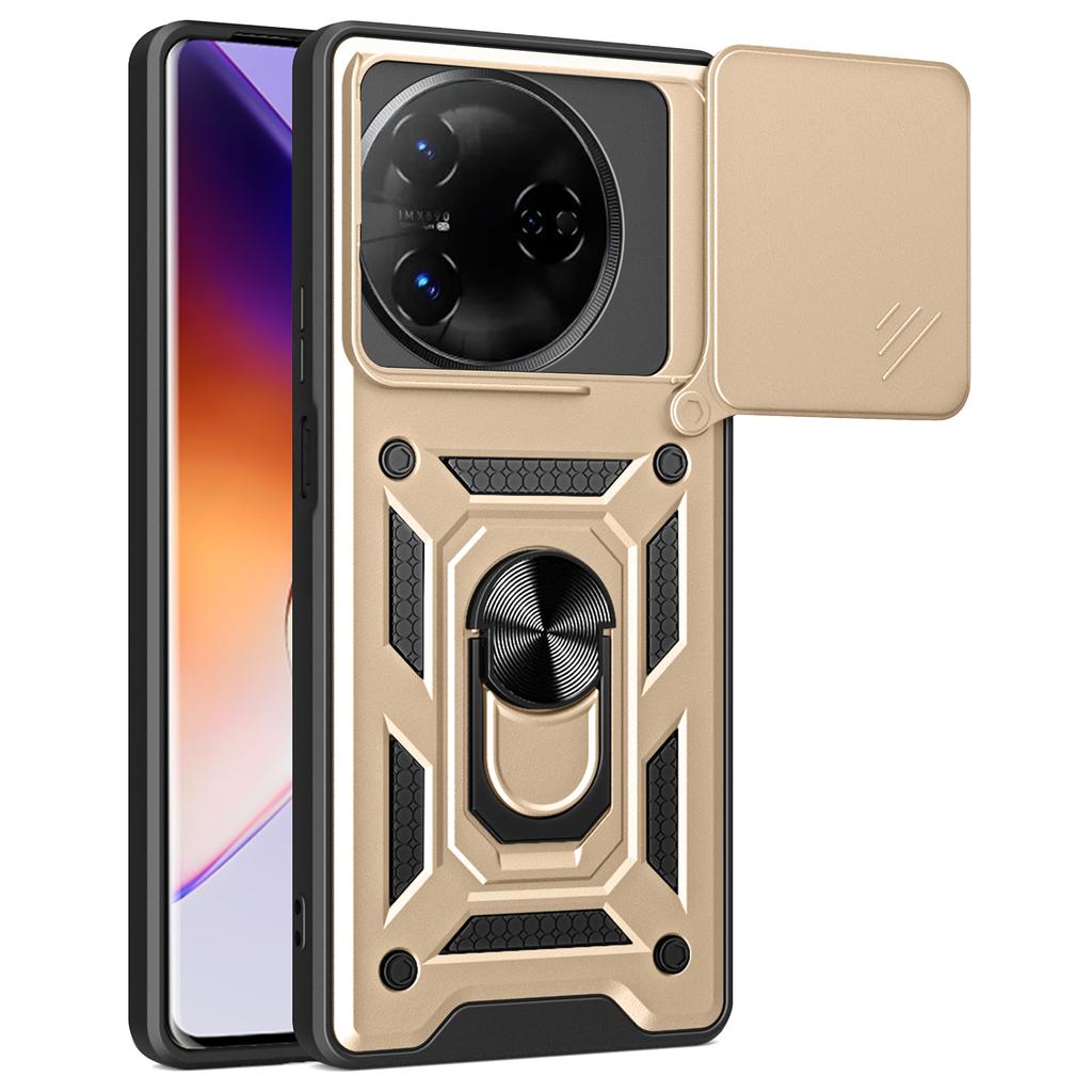 For itel S24 Case with Slide Camera Lid PC+TPU Kickstand Phone Cover