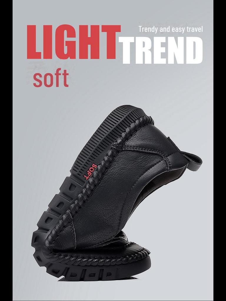 2022 Spring/Autumn Men's Handmade Casual Leather Shoes - Soft Leather, Soft Sole, Perfect for Middle-aged Dads