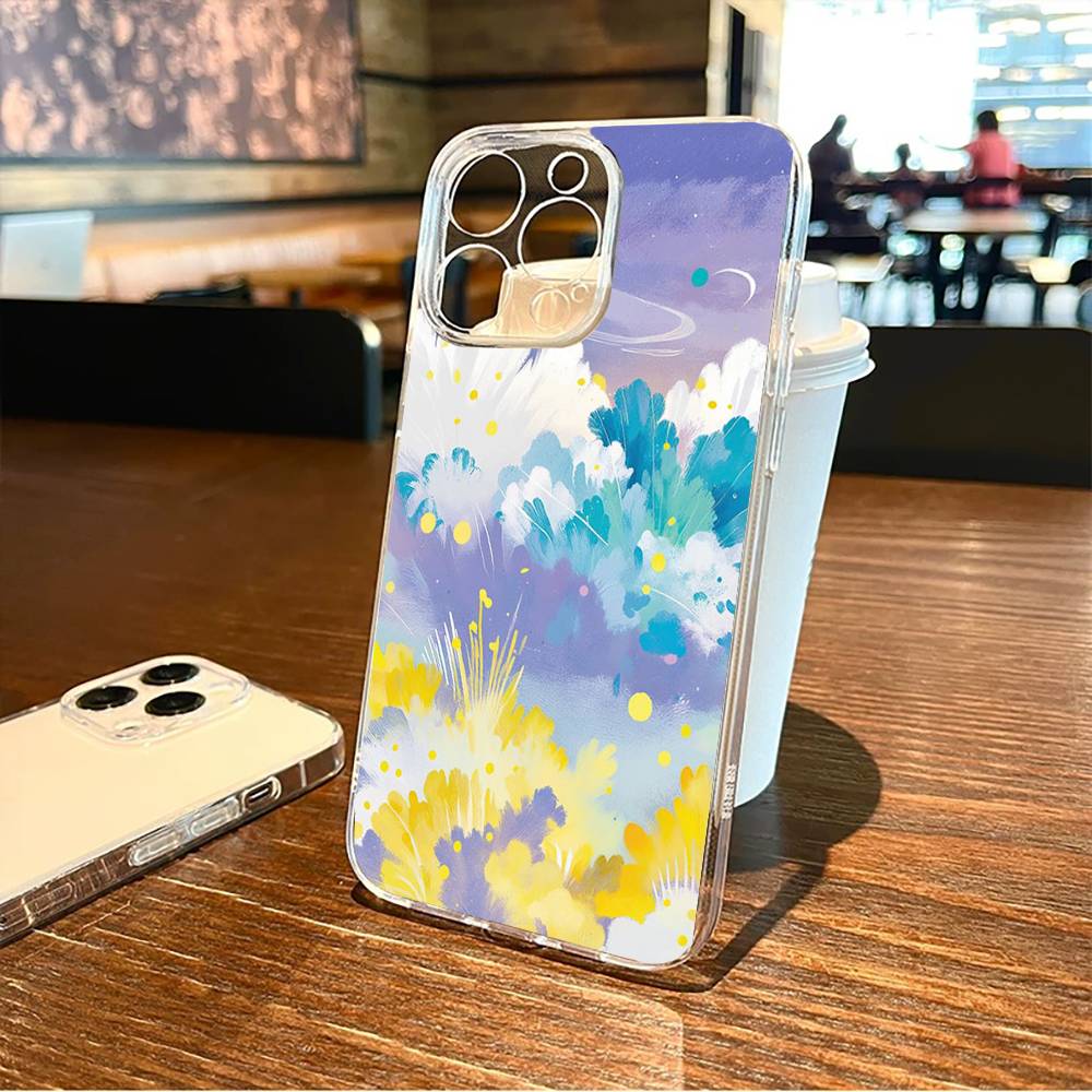 Painting  Phone Case For iPhone17,16,15,14,13,12,11 Plus,Pro Max Soft Transparent Cover
