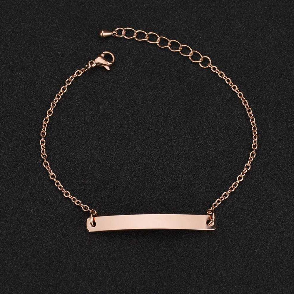 Punk Man Bracelets Hip Pop Gold Color Stainless Steel Thick Hand Chain Blank Bar Couple Men Women Family Jewelry Birthday Gift