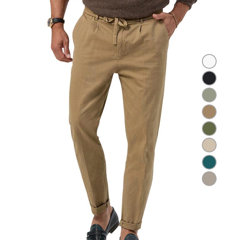 Men's large size casual trousers men's trend business casual trousers spring and autumn new straight solid colour men's clothing