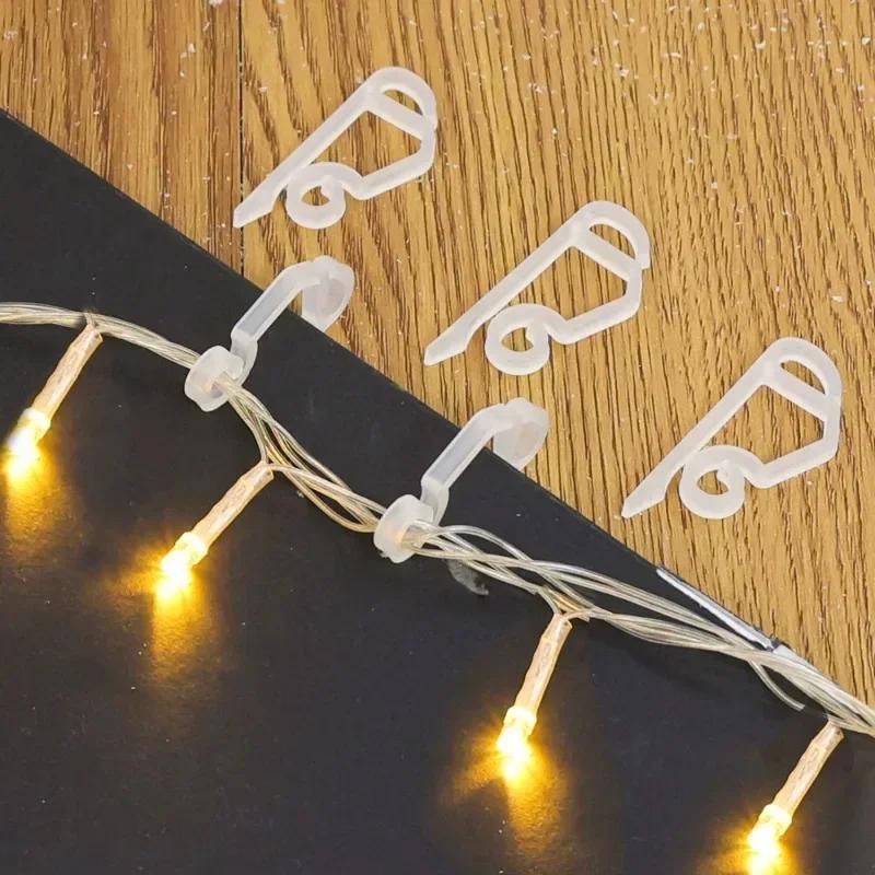 20/200PCS String Lights Holder Light String Clips Outdoor Gutter Clip Holiday Wire Clamp Festival Halloween Christmas Decoraton