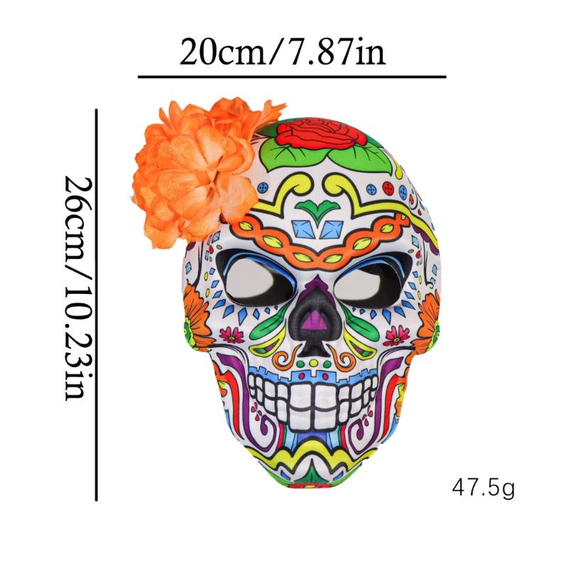 Day of The Deads Mask Sugar Skull Mask with Rose Decorations Masquerades Mask for Halloween Cosplay Party Costume Gifts