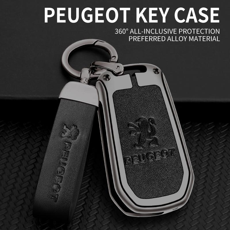 Custodia Protettiva Porta Chiavi Auto in Lega di Zinco e Pelle per Peugeot 208 308 408 O508 2008 3008 4008 5008 Accessori Styling