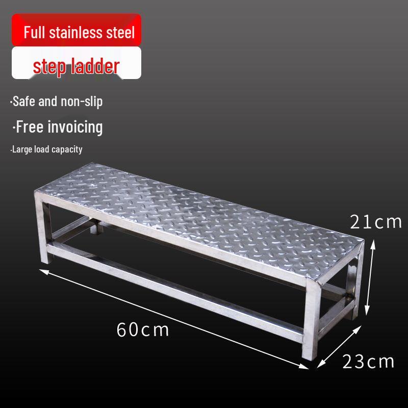 Stainless Steel 4-Step Height-Adjustable Ladder Footstool for Household & Hospital Use
