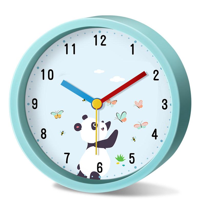 Cute Cartoon Alarm Clock Panda Silent Quartz Loudspeaker Mute Table Desk Clock for Kids Bedroom Nursery Study Room Decor