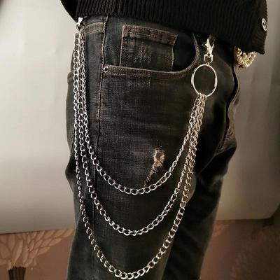 Cadena de metal larga para cinturón de 1, 2 o 3 capas, con gancho estilo rock punk, para pantalones y cintura