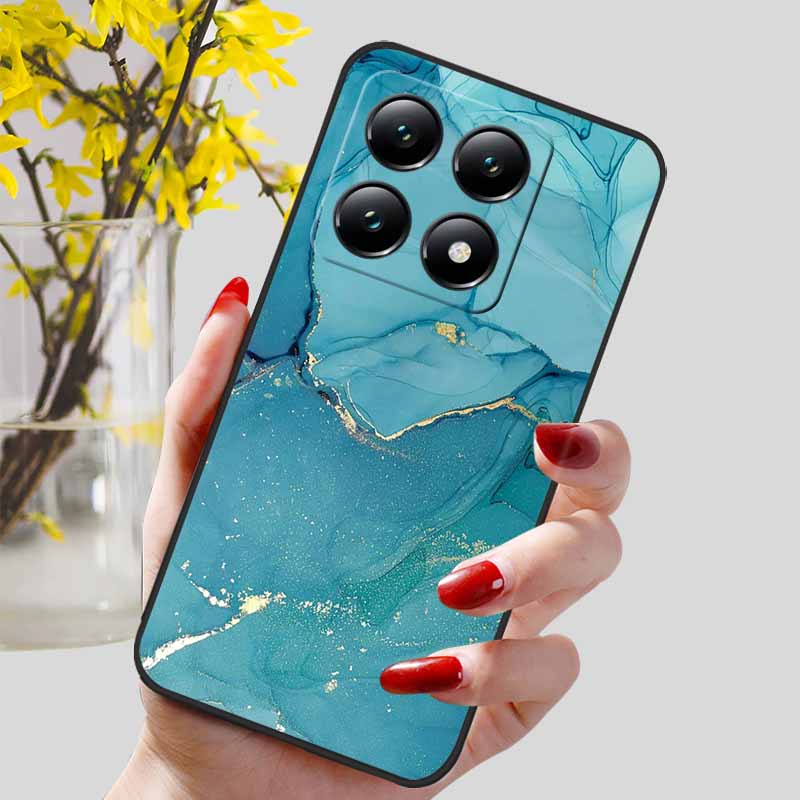 For Xiaomi 14T / 14T Pro Case Fashion Black TPU Marble Painted Cover for Xiaomi 14T Pro Shockproof Shell Capa Silicon Bag 6.67''