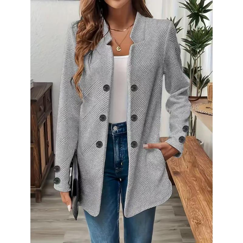 Women S Mid Length Long Sleeve Button Front Blazer Coat