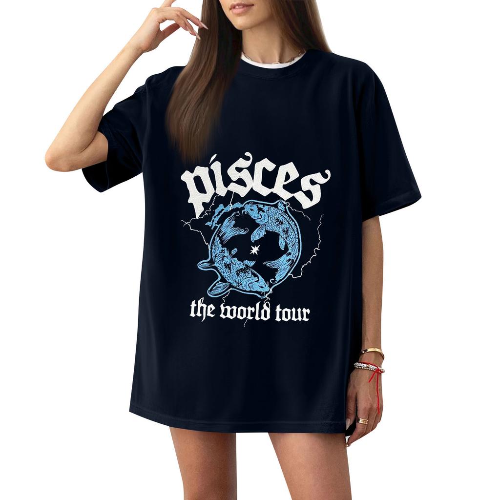 Mode Rundhals Raglan Kurzarm Arbeitskleidung Bedruckte Oberteile Damen Sommeroberteile