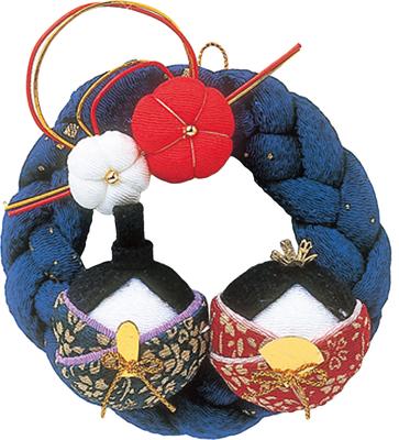 Panami Chirimen Craft Kit Wreath Hina Doll Blue LH-4