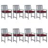 Day and Night - Day and Night Garden Chairs with Cushions 8 Pcs Solid Gray Acacia Wood