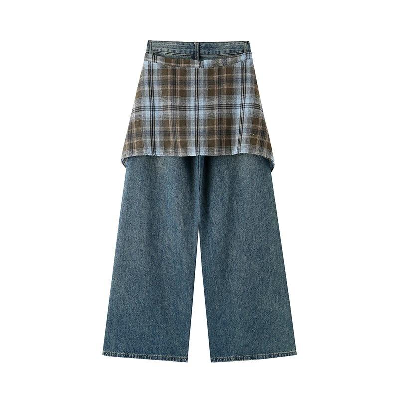 Gonna High Street Stile Coreano Orlo a Pieghe Scozzese Cravatta in Vita Gonna Decorativa Tenda Trendy da Uomo Orlo Stratificato da Donna