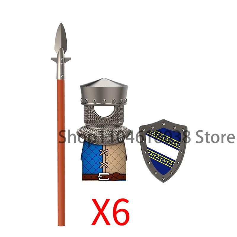 Medieval Castle Soldier Action Figures Building Block Empire Templars Lancer Warrior Militia Helmet Shield Sword Bow Toy Gifts