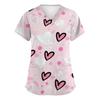 Women's Fashion Short-Sleeve Valentine's Day Print V-Neck Pocket Workwear Top