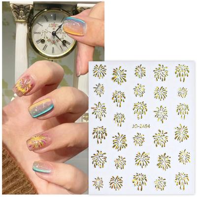 Christmas Nail Stickers Self Adhesive Firework Pattern Decoration Nail Art Accessories for Women and Girls