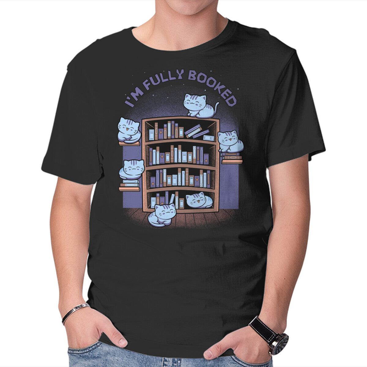 Unisex Crew Neck T-Shirt I Am Booked Graphic Short Sleeve Casual Tee M