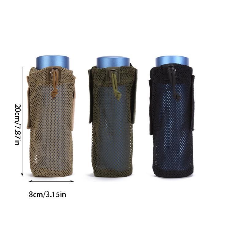 Outdoor Bottle Holder Bag for Camping Hikes and Travel, Drawcord-Top Drink Sleeve, 23 x 9cm Open Net Design Use Daily