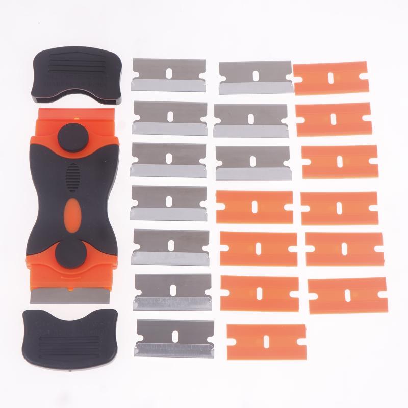 Plastic & Metal Razor Blade Scraper, Window Glass Cleaner, Film & Adhesive Remover Tool For Car & Home