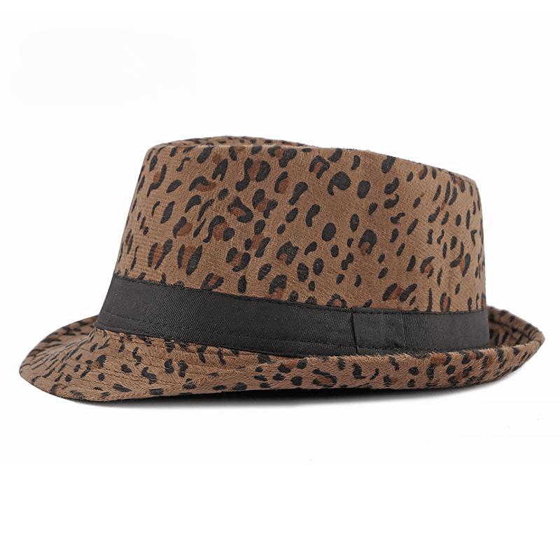 Autumn Winter Women's Fashion Top Hat Sexy Fashion Jazz Hat British Retro Gentleman Hat Men Leopard Animal Fedoras Top Party Hat