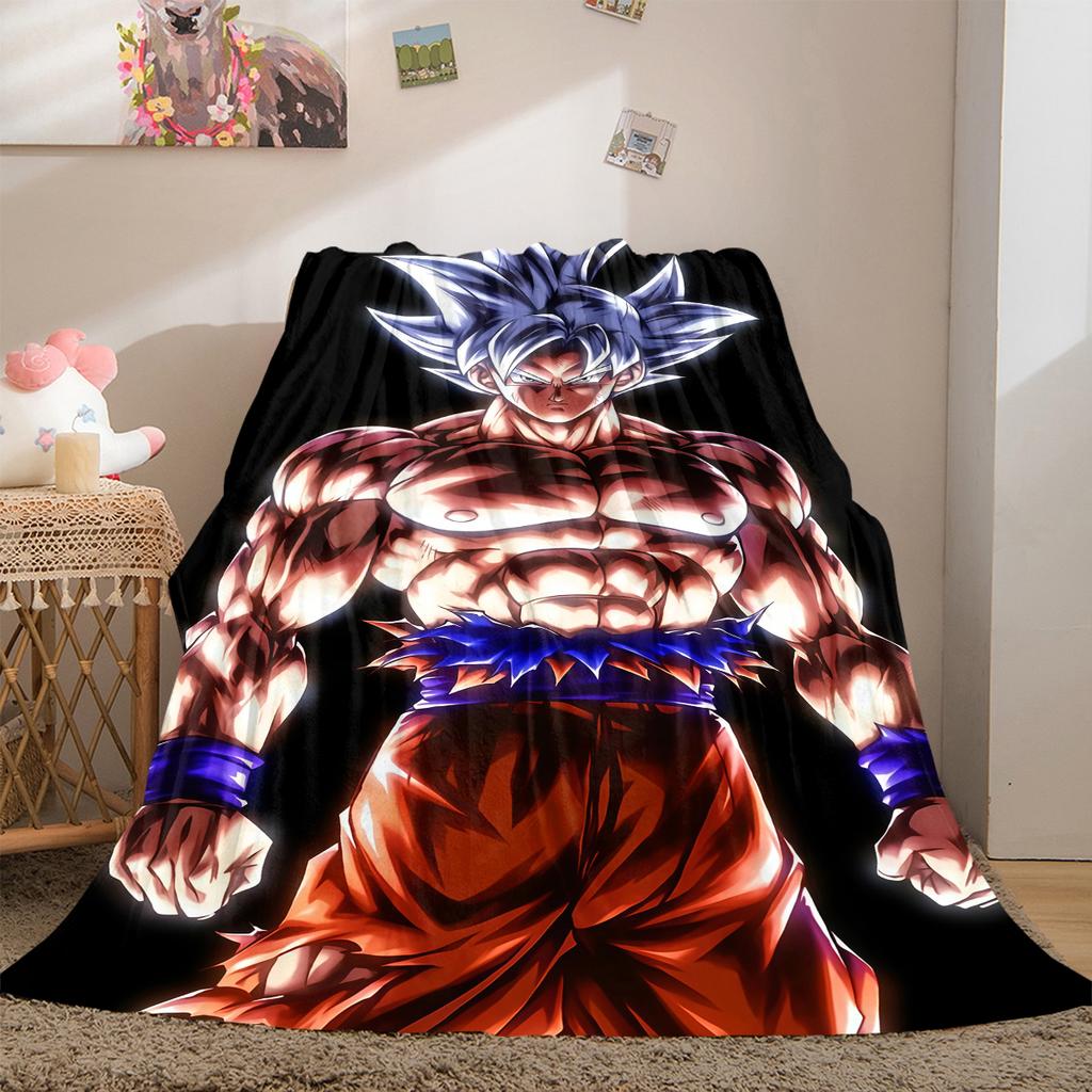 1 Stück Son Goku Druck Flanelldecke, Hohe Qualität für alle Jahreszeiten, Heimdekoration, Wärme und Komfort, Perfekt für Weihnachtsgeschenke
