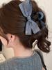 Cowboy Texture Bow Shark Clip Visible Thread Craftsmanship Design Hair Clip with Niche Retro Style Coiled Hair Back Of Head Grip