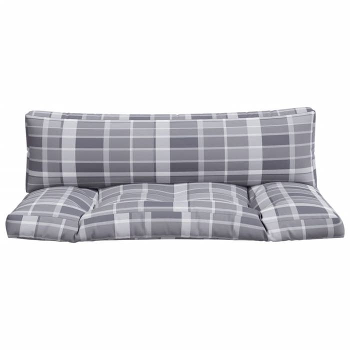 VidaXL Coussins de palette 2 pcs carreaux gris tissu, coussin, coussin de canapé, oreiller de dos, coussin extérieur, 360936