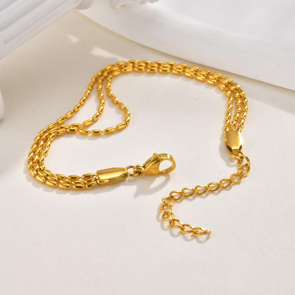 Multi-layer Stackable Beaded Chain Bracelet for Women Stainless Steel 18K Gold Plated Bracelet Hypoallergenic Waterproof Jewelry