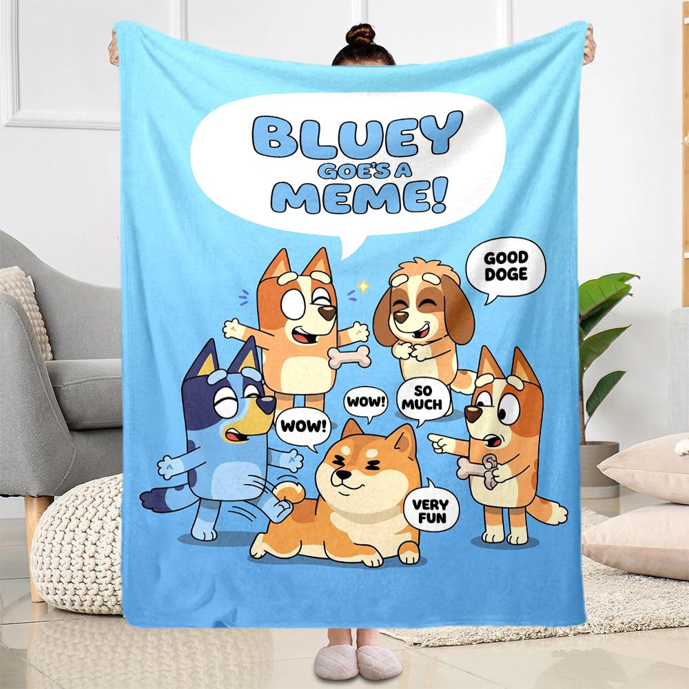 Blue Dog Adventure Blanket Soft Warm Cozy Perfect for Bedding Couch Bed Four Seasons Multipurpose Modern Style