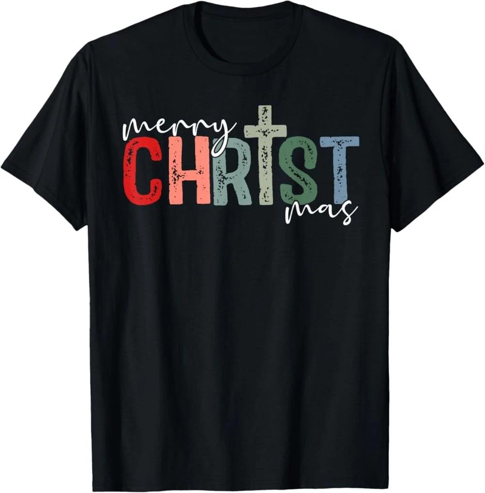 Merry Christmas Xmas Christian Jesus Holiday Family Pajamas T-Shirt XL