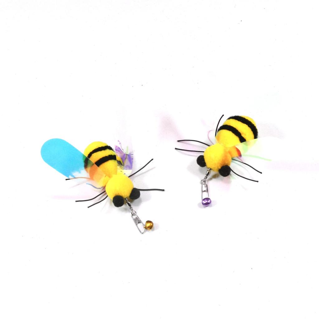 3pcs Cute Yellow Bee Plush Cat Toy Replace The Head Cat Bell Pet Toy