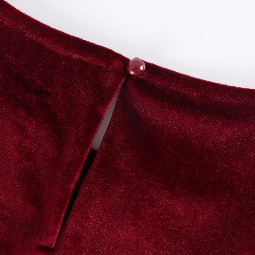 Sieviešu modes ikdienišķa vienkrāsaina samta lapu kleita ar vidukli sievietēm