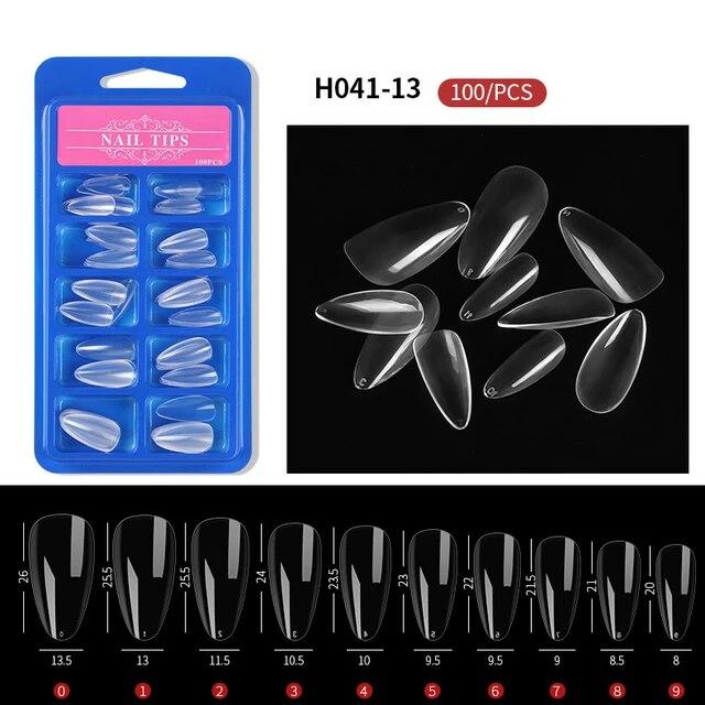 100pcs/box Clear Transparent Seamless Fake Nails Full Coverage False Nails Tips Short T-shaped Full Sticker For Nails Manicures