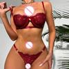 Sexy Dessous Spitzen Offener BH Halbe Brustschale Tanga Unterwäsche Sets Verführung Transparentes Zweiteiliges Set Kostüme