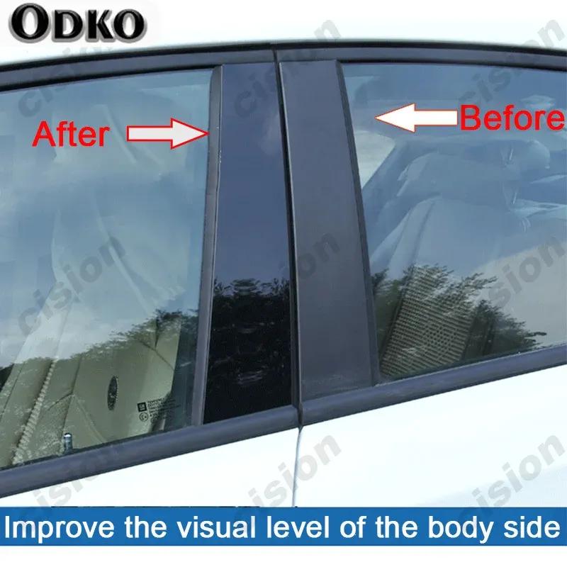 For BMW X1 F48 2016- Glossy Black Carbon Car Door Window BC Column Pillar Posts Cover Trim Mirror Effect PC Material Sticker