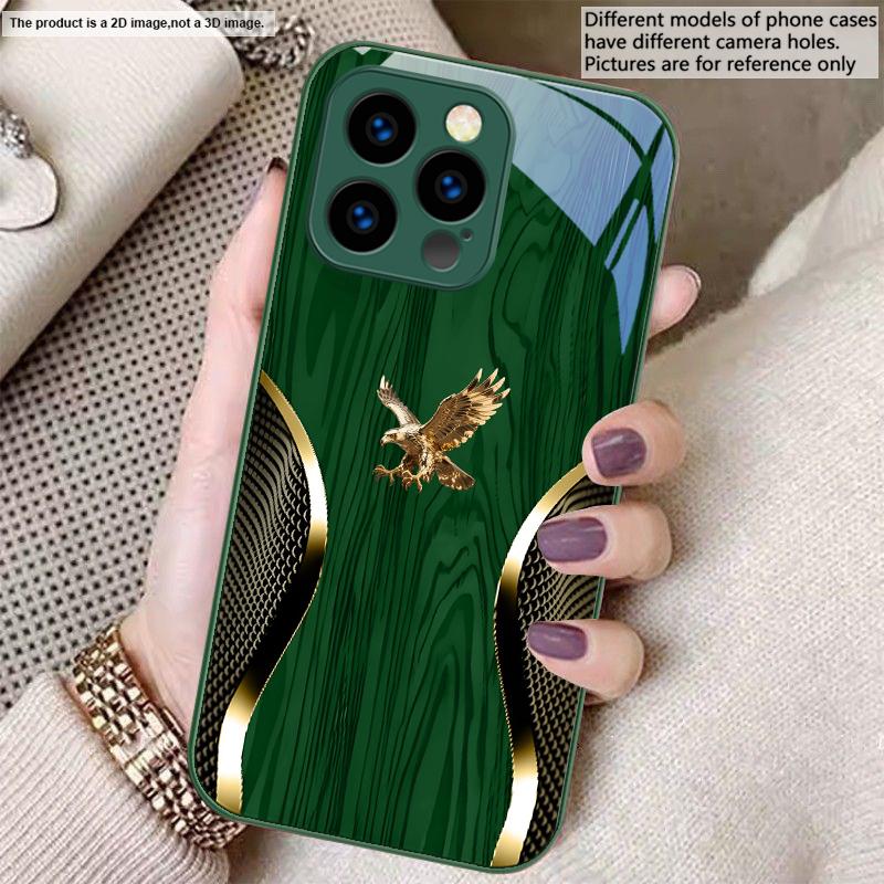 Noble Golden Eagle Ring For iPhone 17 Air 16 E 15 14 13 Plus 12 mini 17 Pro Max 11Pro XR Xs X 7 8 11 Tempered Glass Phone Case