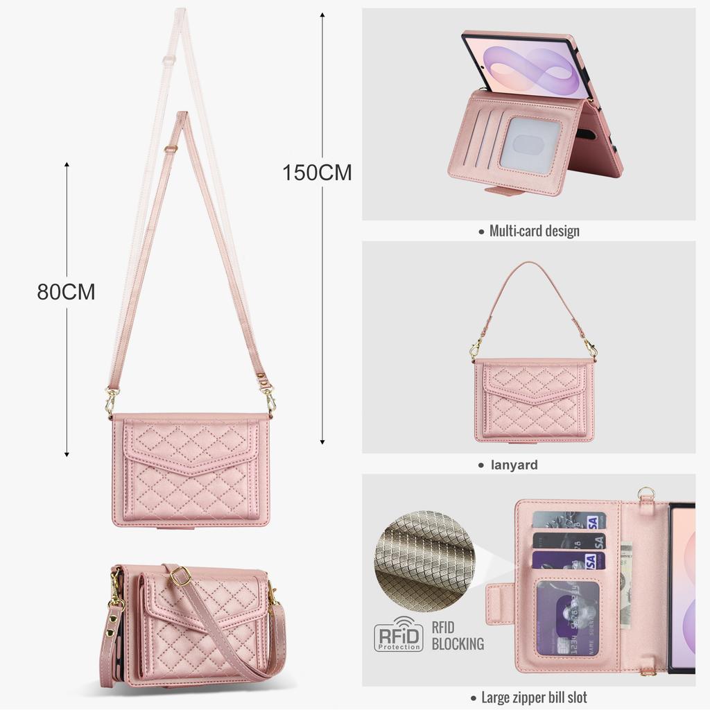 Crossbody Multi-Kartensteckplatz Geldbörse Klapp-Lederhülle für Samsung Galaxy Z Fold8 Fold 8 Breite Stifthalterungen Stoßfest Ständer RFID-Abdeckung