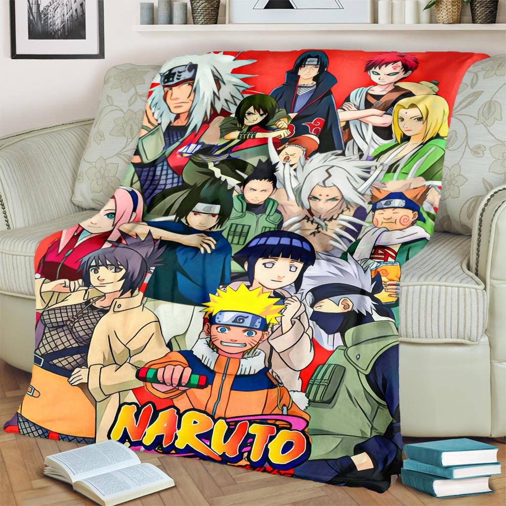 Anime-Naruto Print Blanket Warm Comfortable Flannel Blanket for Bedrooms, Sofas, Beds, Chairs, Picnics, Travel -LXR44