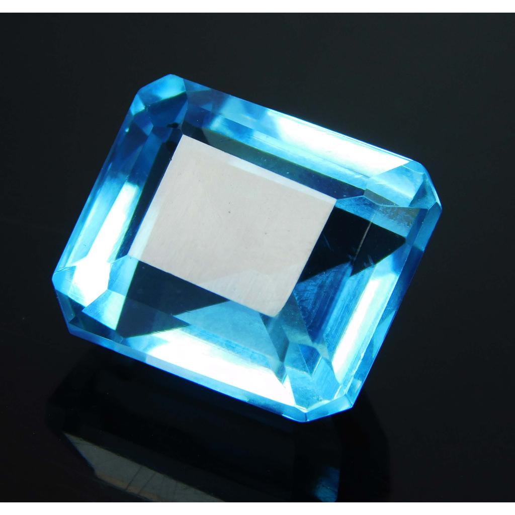 16 Ct CERTIFIED A++ Ocean Blue Aquamarine Loose Gemstone Natural Emerald Cut A2500