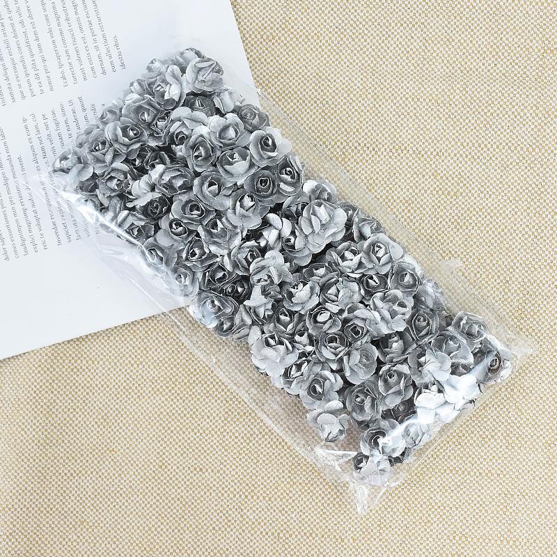144/288pcs 2cm Mini Paper Rose Artificial Flowers Bouquet For Wedding Home Decoration DIY Scrapbooking Crafts Fake Plants Wreath