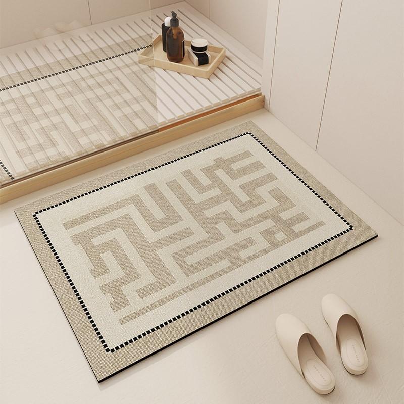 Silica Diatomite Bath Mat Absorbent Fast Drying Non Slip Floor Rug Bathroom Entrance Modern Minimalist