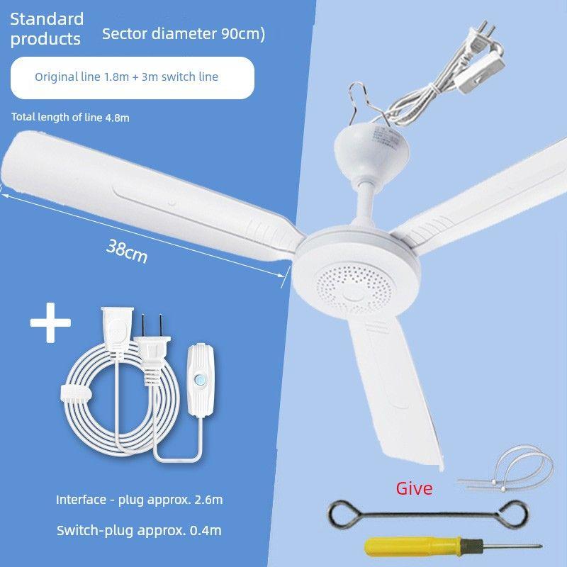 

Zhonglian Ceiling Fan For Home Wind-Driven Mute Living Room Dining Room Bedroom Bed Three-Leaf Hanging Plastic Industrial Fan Diameter 90cm Standard + 3m Switch Wires