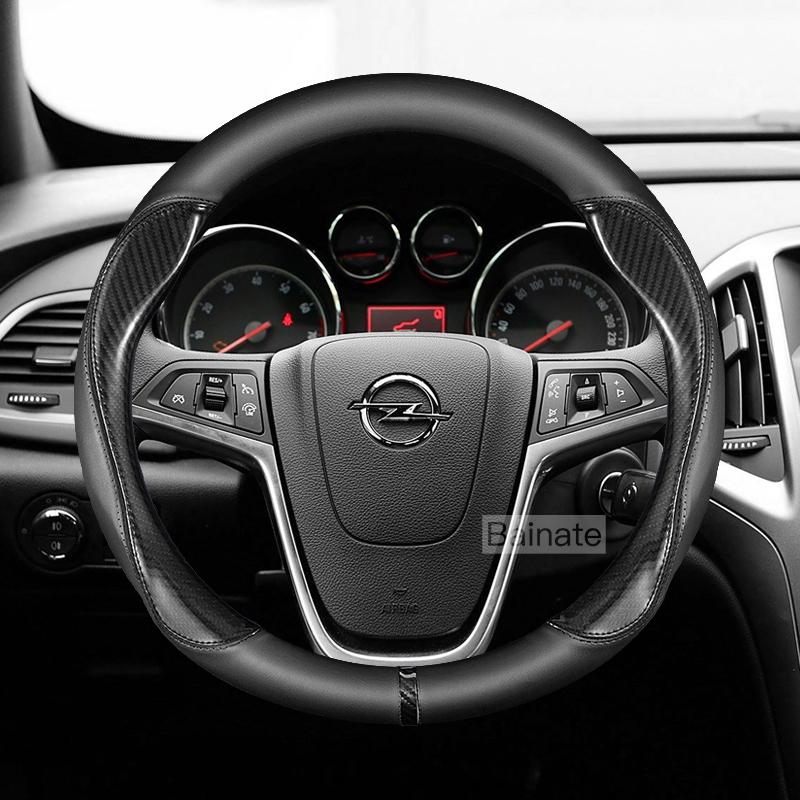 For Opel OPC ASTRA CORSA INSIGNIA MOKKA VECTRA GTC Tigra Carbon fiber Leather Car Steering Wheel Cover 37-38cm Auto Accessories