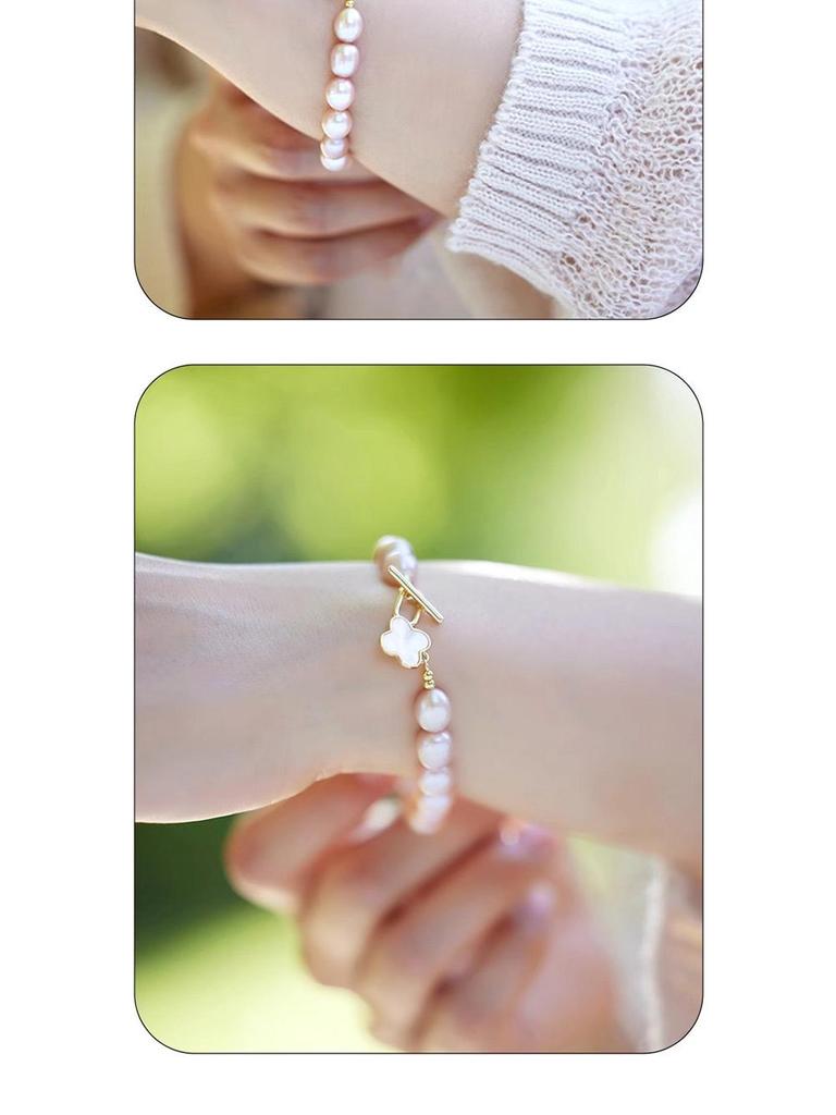 2025 Trendy Genuine Pearl Bracelet for Women – Strong Luster Purple Beaded Elastic Cord