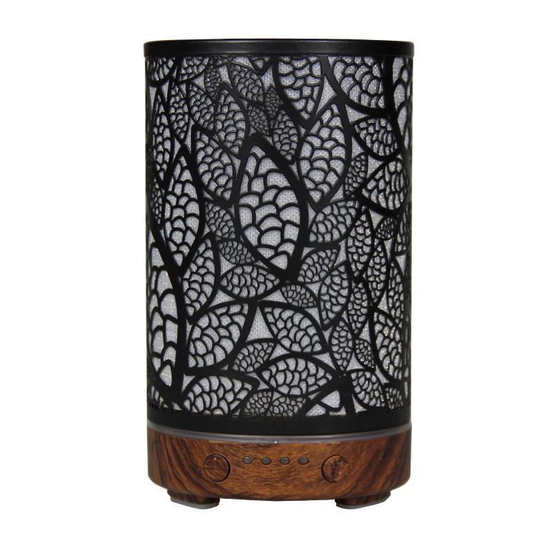 Aroma Diffuser Iron Hollow Leaves Ultrasonic Air Humidifier Desktop Humidifier Smart Home Appliances Room Decor with Led Light