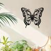 Black Metal Butterfly Wall Sculpture Iron Outdoor Hanging Art Decor for Home Wedding Easter Christmas Farmhouse Patio Bar Gift