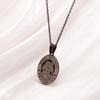 Einfaches Geometrisches Heiligenmedaille Anhänger Trendig Herren und Damen Retro Oval Schutzengel Halskette Zubehör