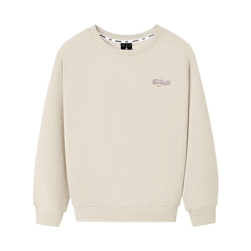 Skechers Solid Color Crew Neck Pullover Sweatshirt Unisex sweatshirt L325U067-001J